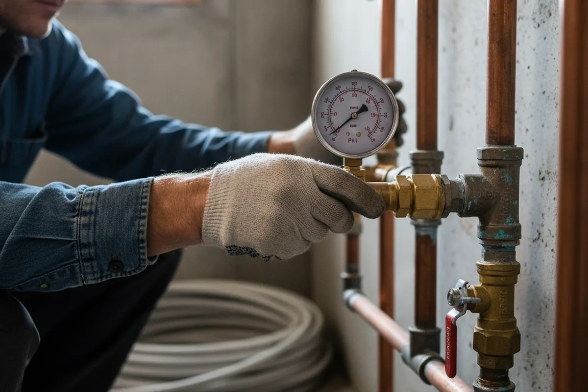 Pressure testing a repaired line during Water Line Repair in Harvard